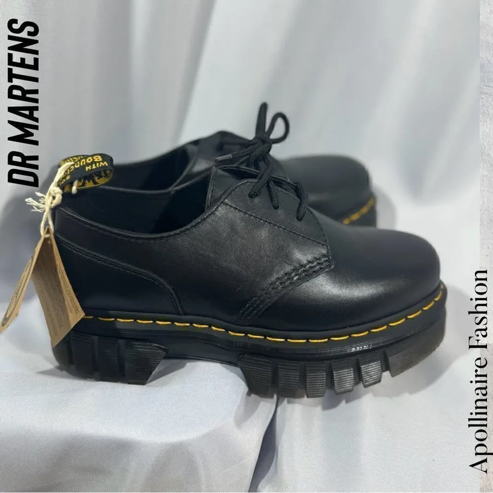 DR MARTENS AUDRICK NAPPA LEATHER PLATFORM SHOES IN BLACK 10 LADIES NWT